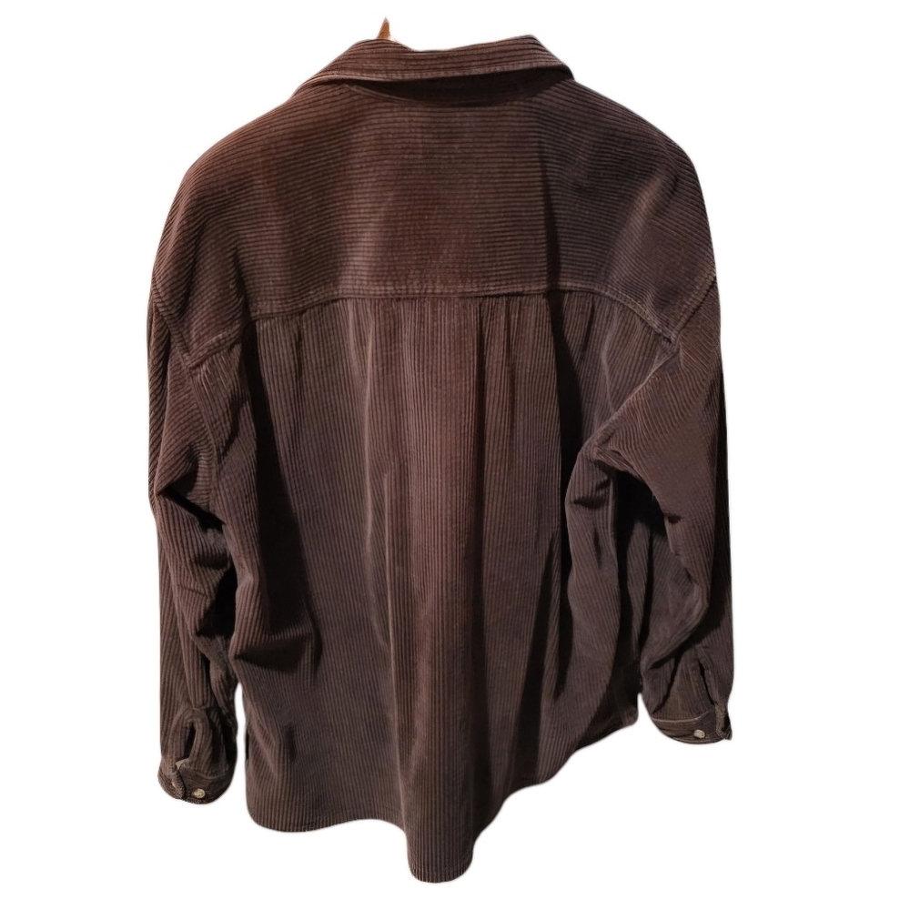Vintage Y2K Structure Brown 100% Cotton Corduroy Long Sleeve  Shirt Large - Picture 2 of 6